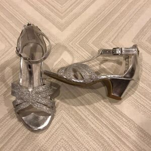 Stuart Weitzman Silver Glitter Girl Dressy Sandals